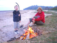 LLANSTEFFAN BEACH APRIL 2007. GEORGINA AND RHODRI.JPG